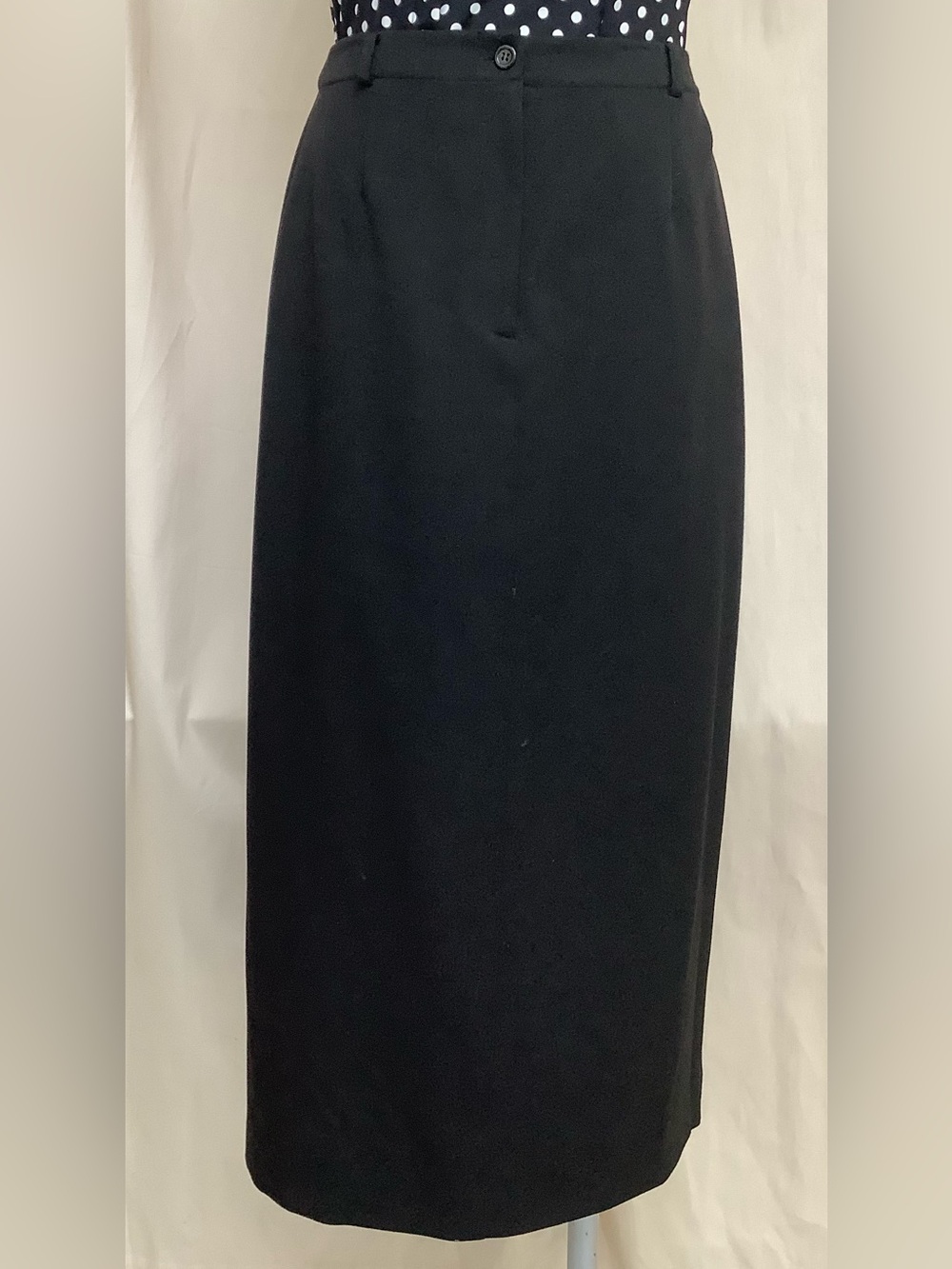 Talbots Stretch Black Midi Straight Skirt-Front Zip Close-Lined-Poly Blend-6P